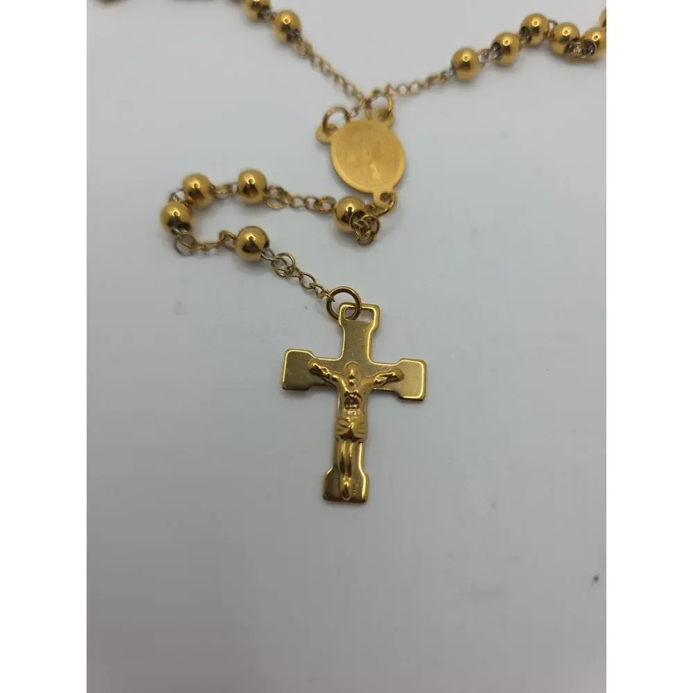 Steeltime Mens 18k Gold-Plated Gold Tone Rosary Chain